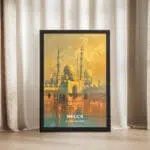 Mecca Abraj Grand Mosque Picturesque Sunrise Framed Poster UnitedWorldMemories