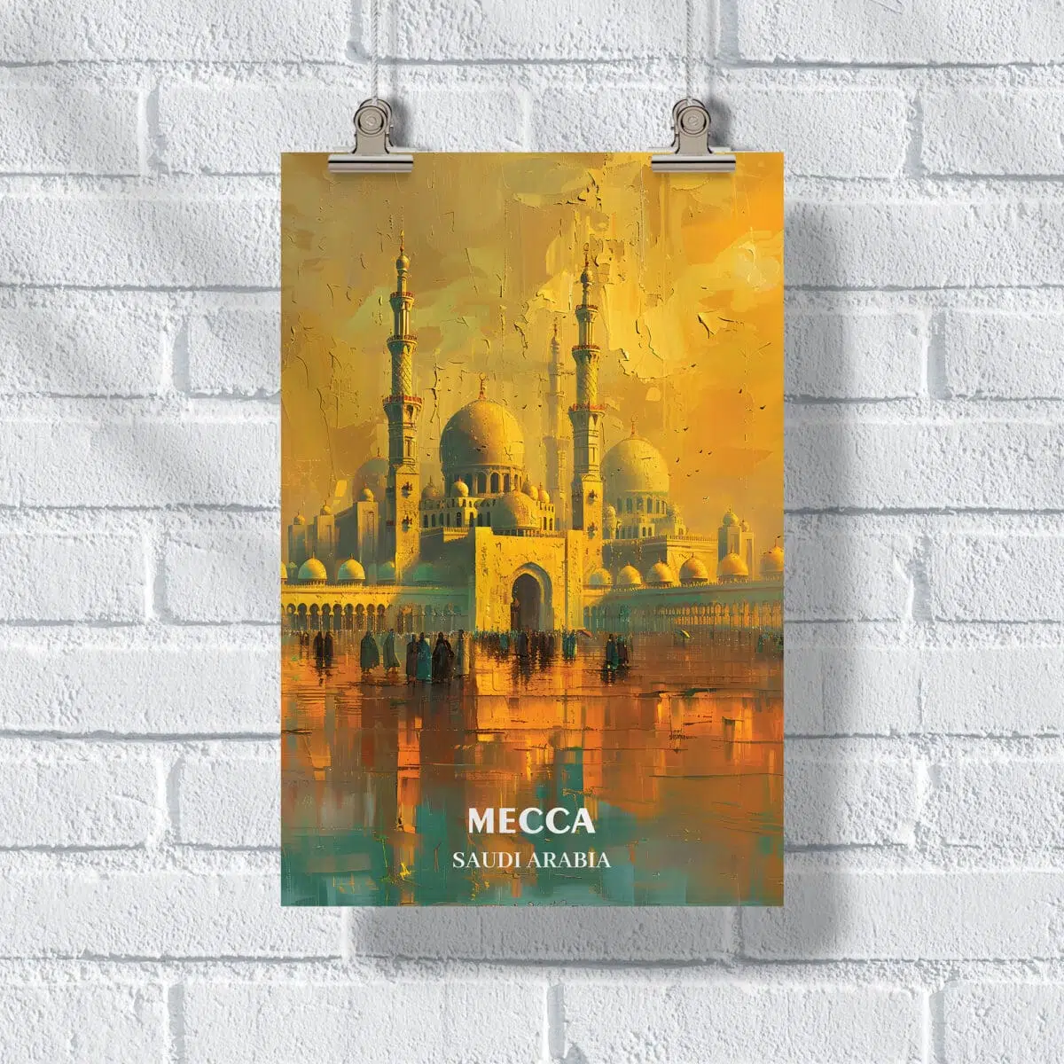 Mecca Abraj Grand Mosque Picturesque Sunrise Poster UnitedWorldMemories