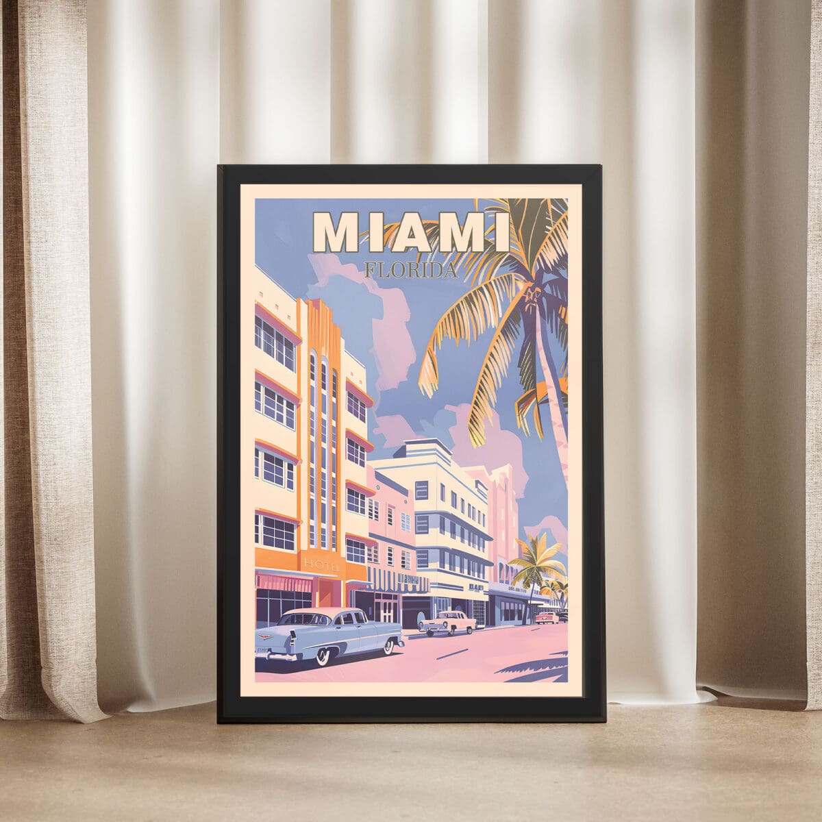 Miami Art Deco Glamour Framed Poster UnitedWorldMemories