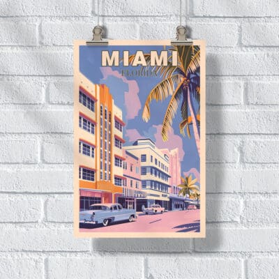 Miami Art Deco Glamour Poster UnitedWorldMemories