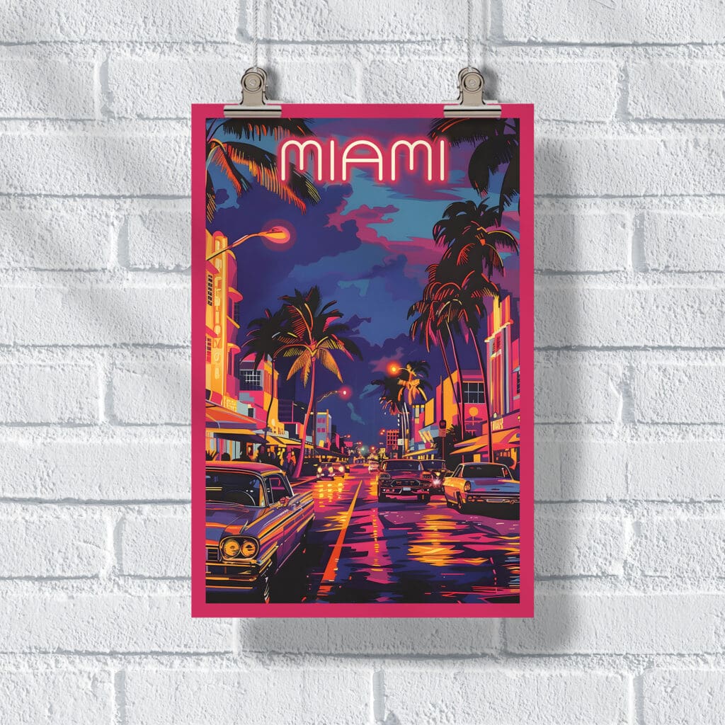 Miami Neon Nights Poster UnitedWorldMemories