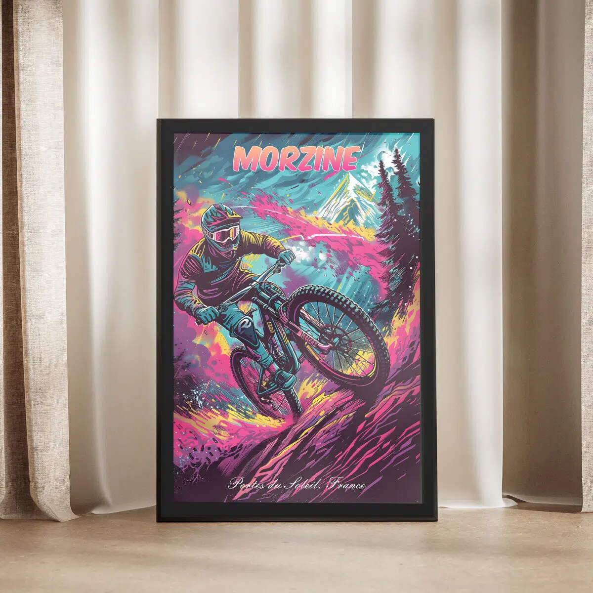 Morzine Bike Park Dynamic Descent Framed Poster UnitedWorldMemories