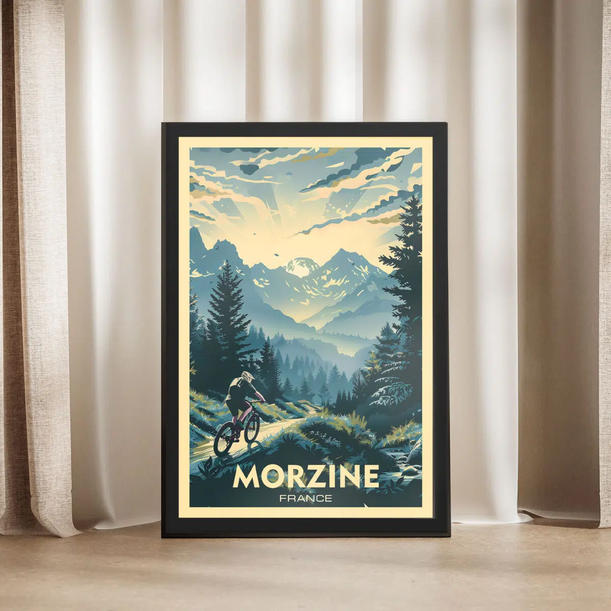 Morzine Bike Park Mountain Majesty Framed Poster UnitedWorldMemories