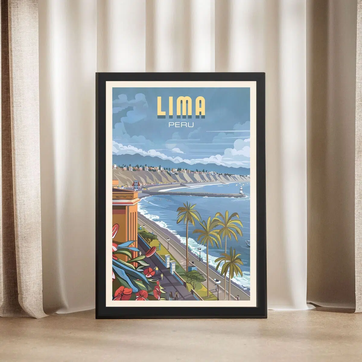 Lima Colorful Miraflores Framed Poster UnitedWorldMemories