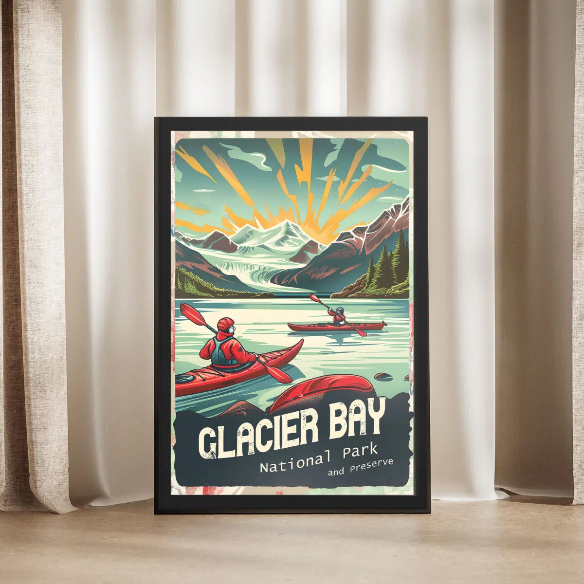 Glacier Bay National Park And Preserve Adventure Awaits Framed Poster UnitedWorldMemories