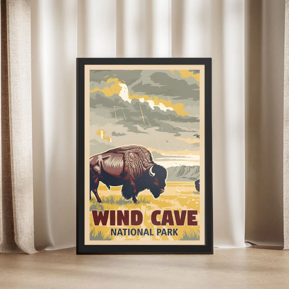 Wind Cave National Park Prairie Majesty Framed Poster UnitedWorldMemories