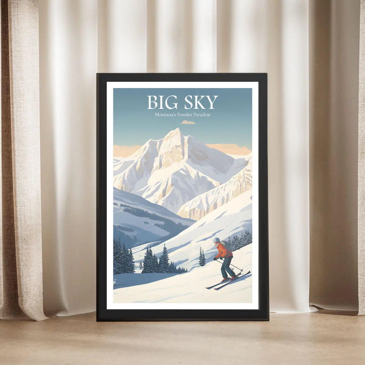 Big Sky Ski Resort Adventure Framed Poster UnitedWorldMemories