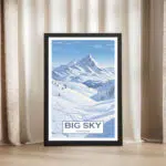 Big Sky Ski Resort Powdered Peaks Framed Poster UnitedWorldMemories