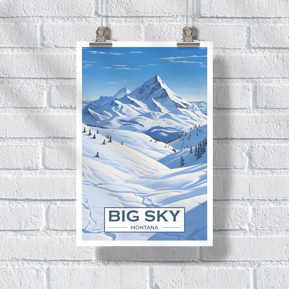 Big Sky Ski Resort Powdered Peaks Poster UnitedWorldMemories