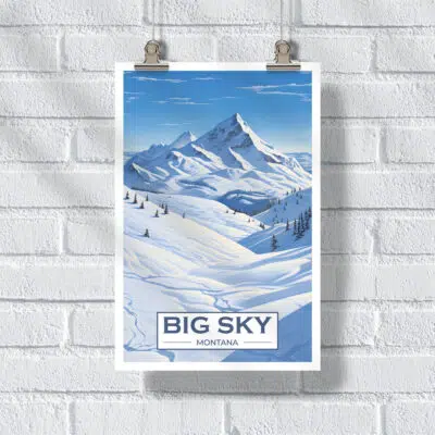 Big Sky Ski Resort Powdered Peaks Poster UnitedWorldMemories