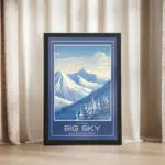 Big Sky Ski Resort Snowbound Peaks Framed Poster UnitedWorldMemories