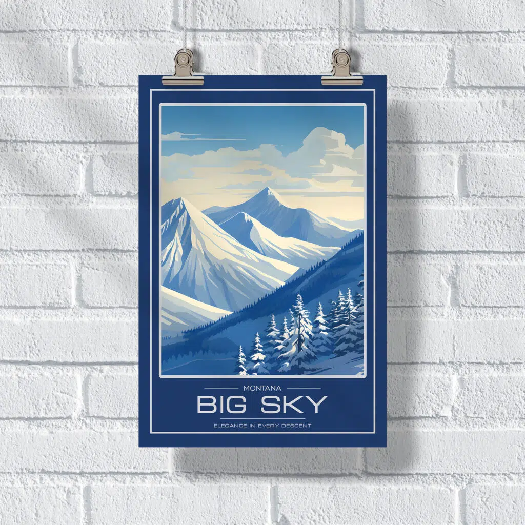 Big Sky Ski Resort Snowbound Peaks Poster UnitedWorldMemories