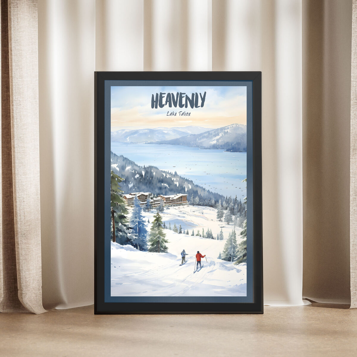 Heavenly Lake Tahoe Blue & White Framed Poster UnitedWorldMemories