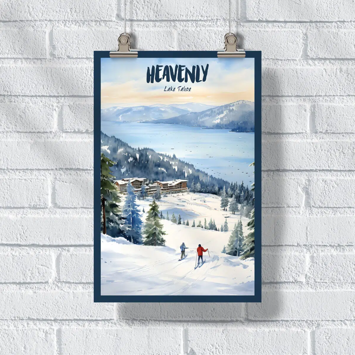 Heavenly Lake Tahoe Blue & White Poster UnitedWorldMemories