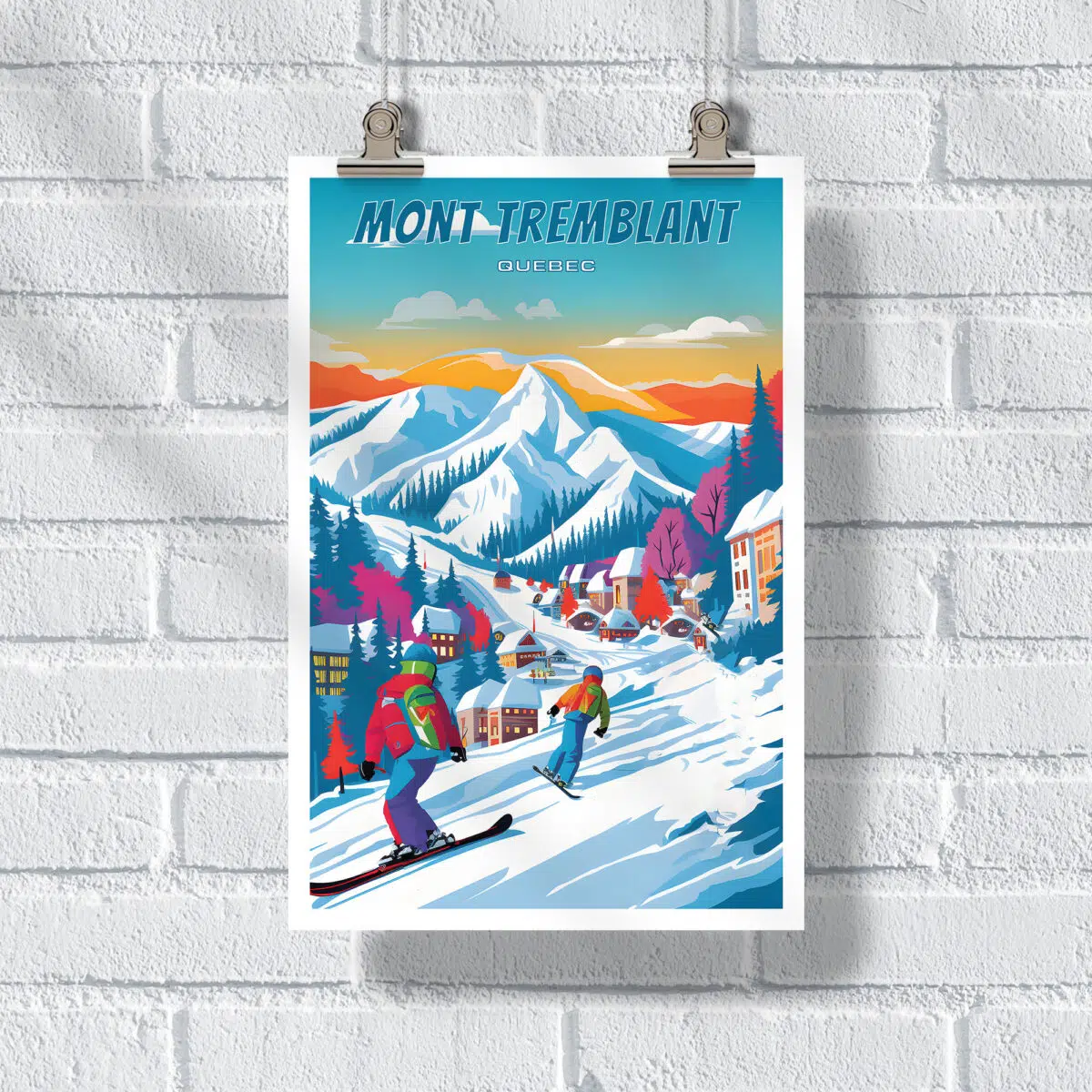 Mont Tremblant Snowboarders Pop Art Poster UnitedWorldMemories