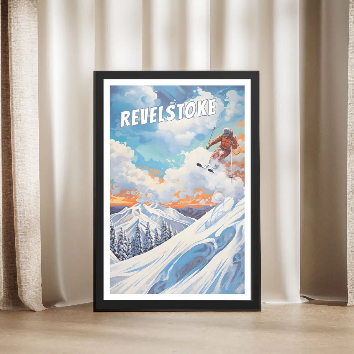 Revelstoke Powder Rush Framed Poster UnitedWorldMemories