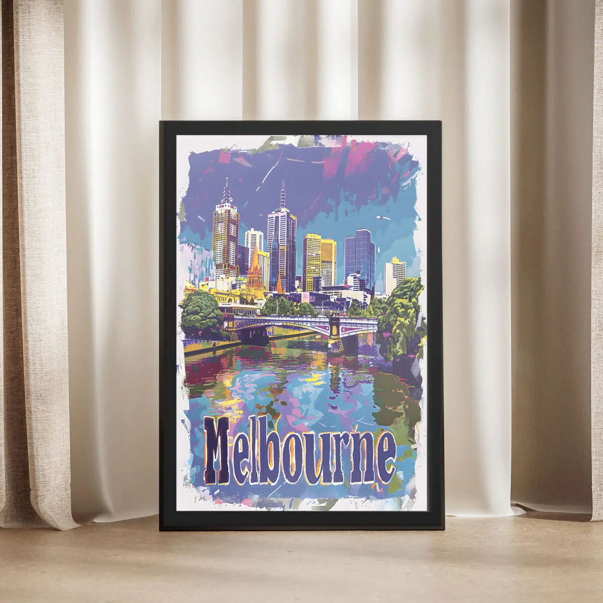 Melbourne Yarra River Serenity Framed Poster UnitedWorldMemories