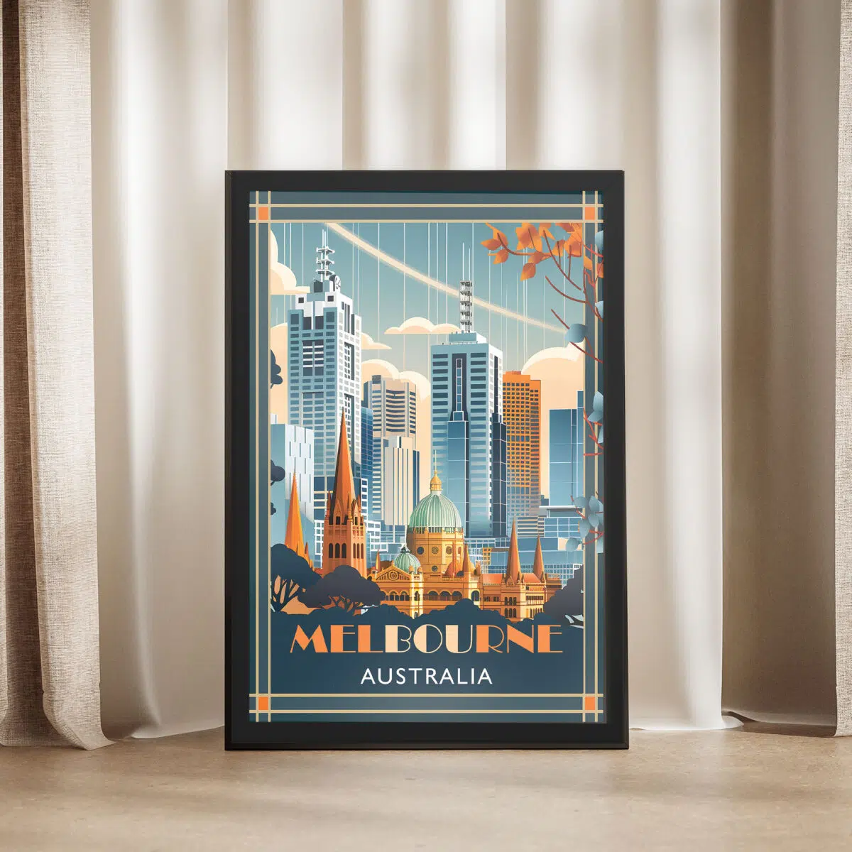 Modern Melbourne Framed Poster UnitedWorldMemories
